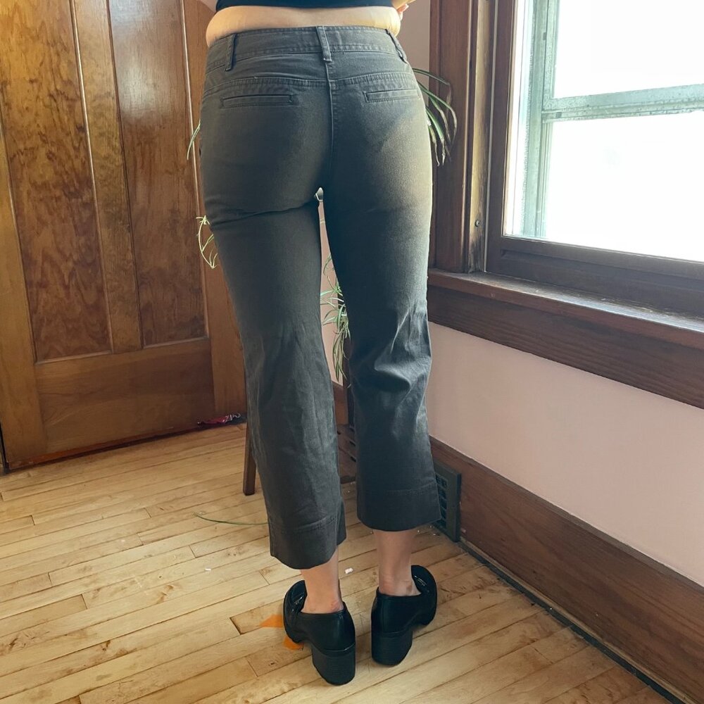 Vintage 90s Ann Taylor Brown Cropped Stretch Pants Cigarette Low Rise Sz 0 Fall